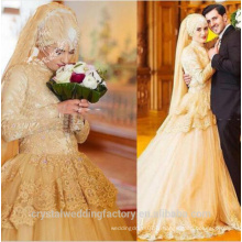 Vestido De Noiva Robe de mariée design Robe de mariée en dentelle 2017 à manches longues avec Hijab MW2183